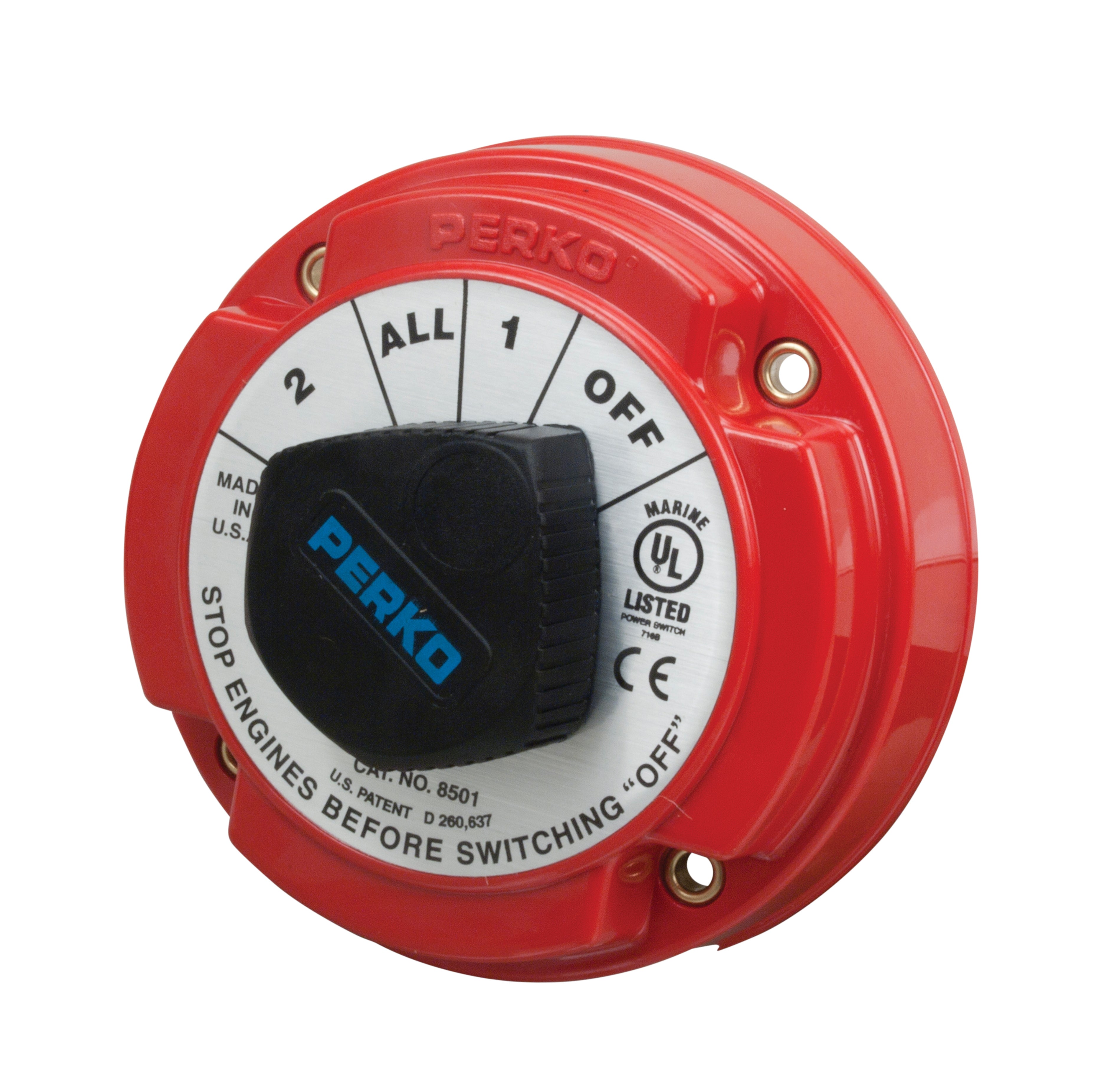 Perko 8501 Series Battery Selector Switch, Medium Duty, 250A Continuous, 6-32V, Ignition Protected — Quality Boat Parts