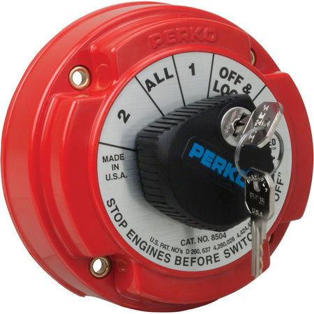 Perko Medium Duty Battery Selector Switch, 6-32V, 250A Continuous, Alternator Field Disconnect, Key Lock — Quality Boat Parts
