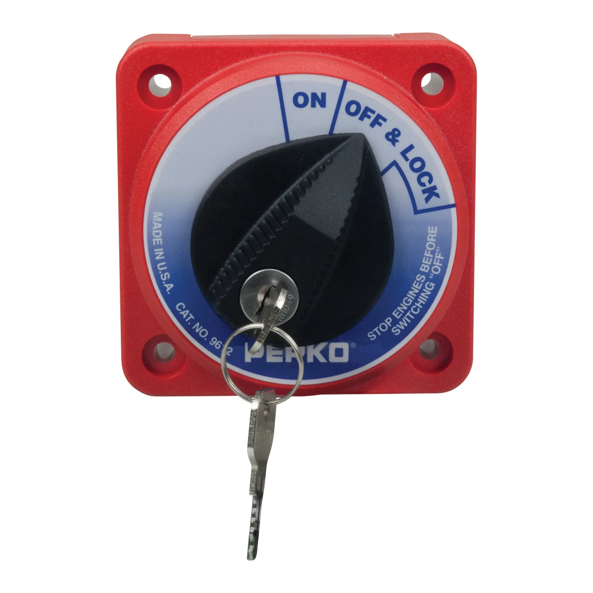 Perko 9612 Compact Medium Duty Main Battery Disconnect Switch with Key Lock, Ignition Protected, 6-32V, 315A Continuous, 450A 5-Min Intermittent — Quality Boat Parts