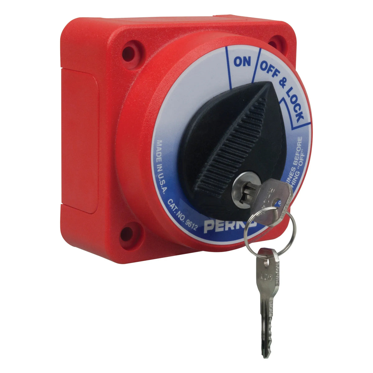 Perko 9612 Compact Medium Duty Main Battery Disconnect Switch with Key Lock, Ignition Protected, 6-32V, 315A Continuous, 450A 5-Min Intermittent — Quality Boat Parts