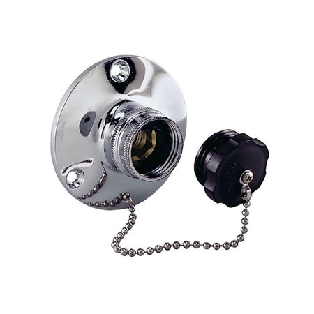 Perko 0499 Water Inlet Fitting, 1/2 in NPT, Chrome-Plated Bronze, Female Swivel Hose Connector, Watertight Plug — Quality Boat Parts