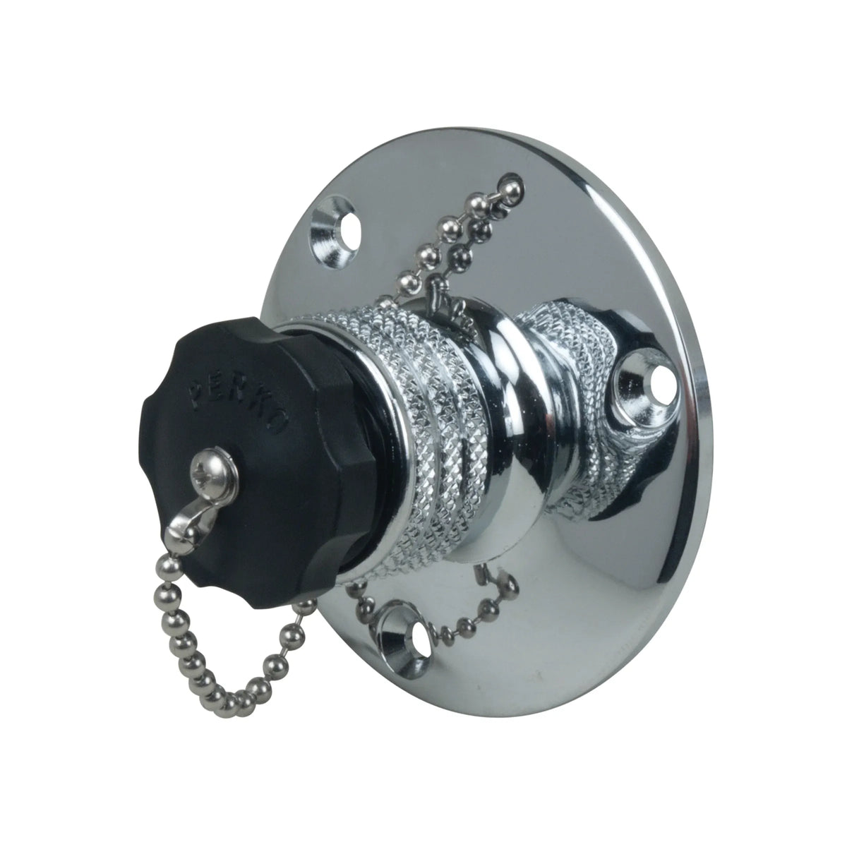 Perko 0499 Water Inlet Fitting, 1/2 in NPT, Chrome-Plated Bronze, Female Swivel Hose Connector, Watertight Plug — Quality Boat Parts