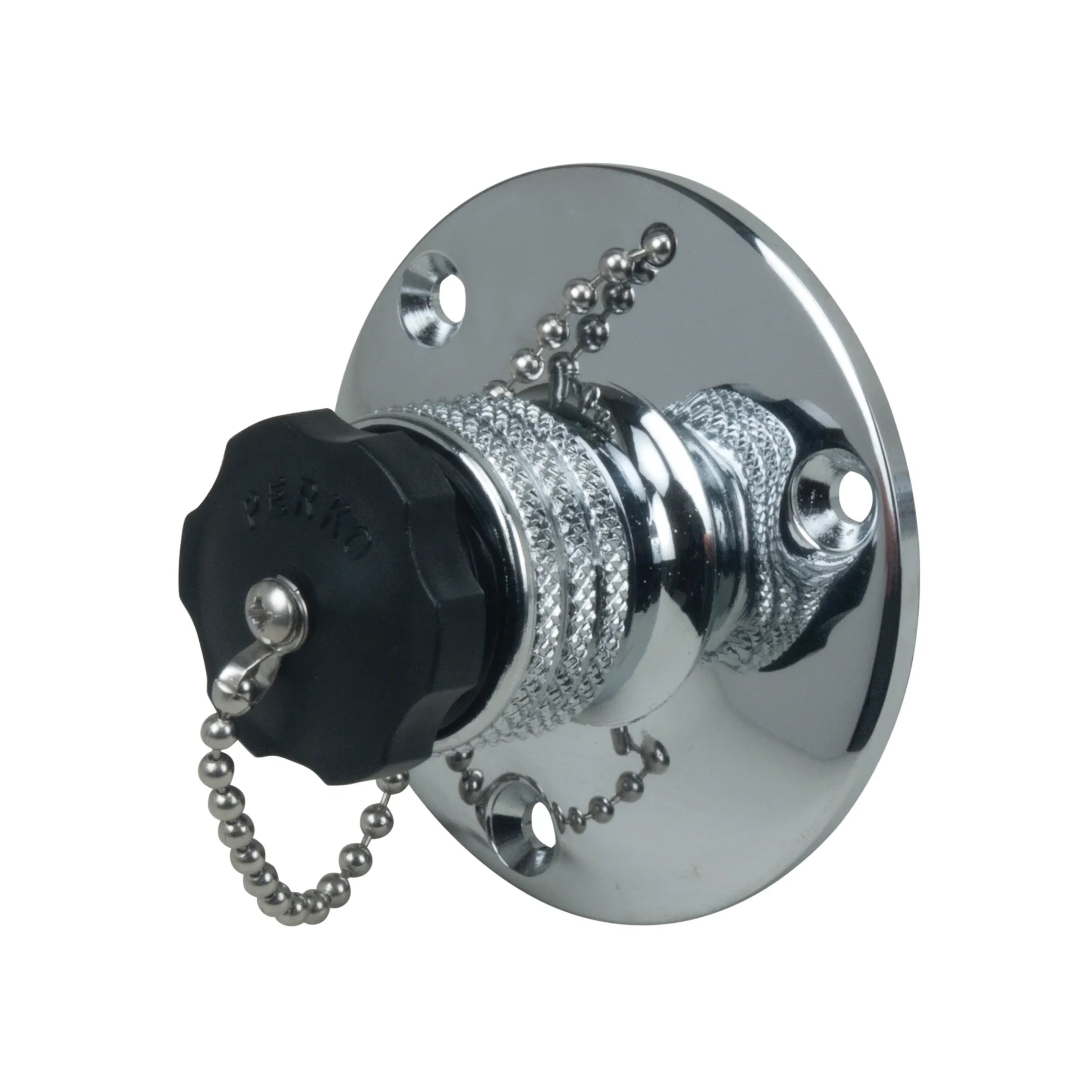 Perko 0499 Water Inlet Fitting, 1/2 in NPT, Chrome-Plated Bronze, Female Swivel Hose Connector, Watertight Plug — Quality Boat Parts