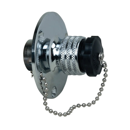Perko 0499 Water Inlet Fitting, 1/2 in NPT, Chrome-Plated Bronze, Female Swivel Hose Connector, Watertight Plug — Quality Boat Parts