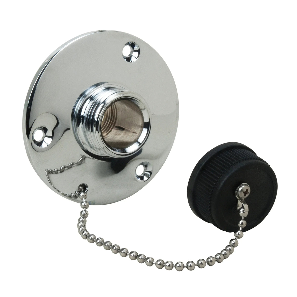 Perko Water Outlet Fitting with Cap, For On-Board Washdown Systems, 1/2 in NPT, Chrome-Plated Bronze — Quality Boat Parts