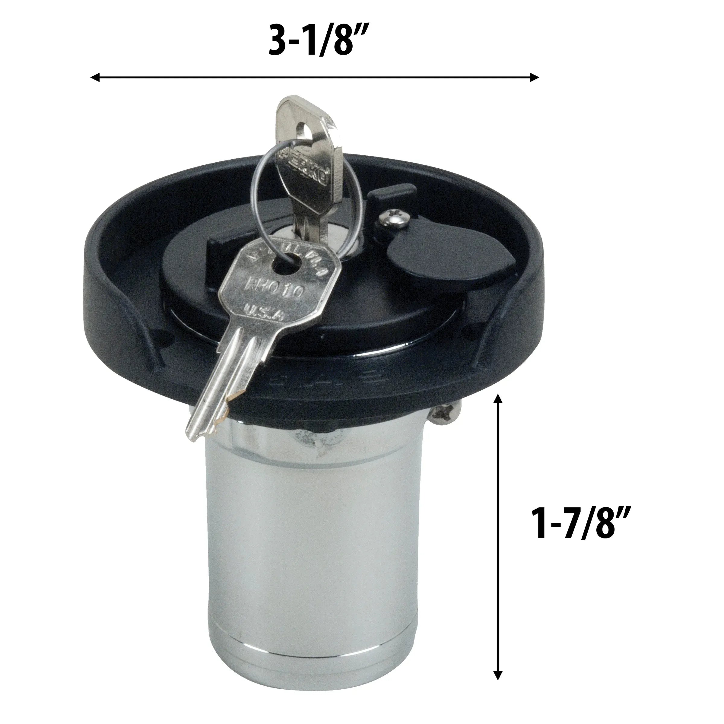 Perko Chromalex Locking Gas Fill, 1-1/2 in Hose, Chrome-Plated Zinc Alloy — Quality Boat Parts