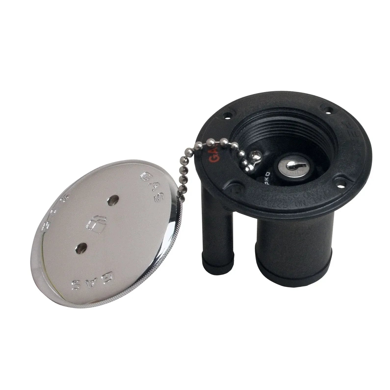 Perko Locking Fuel Fill Insert, For 1-1/2 in Vented Fills, Black Polymer, Zinc Alloy Lock Cylinder — Quality Boat Parts