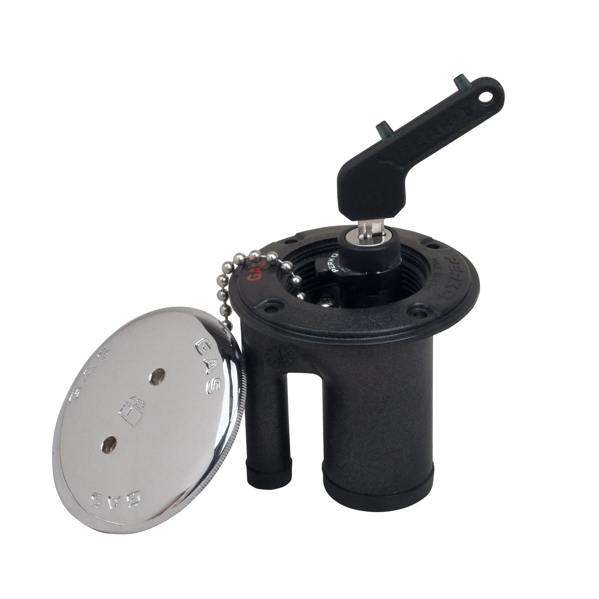 Perko Locking Fuel Fill Insert, For 1-1/2 in Vented Fills, Black Polymer, Zinc Alloy Lock Cylinder — Quality Boat Parts