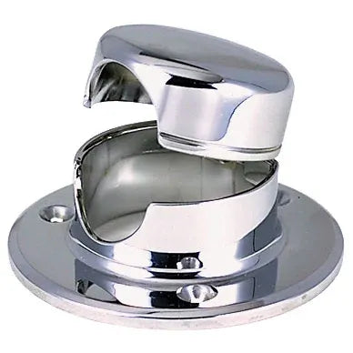 Perko 0757 Rope Deck Pipe, 1 in Max Rope Size, 3-3/8 in Flange OD, Hinged Snap-Down Cover, Chrome-Plated Zinc Alloy — Quality Boat Parts