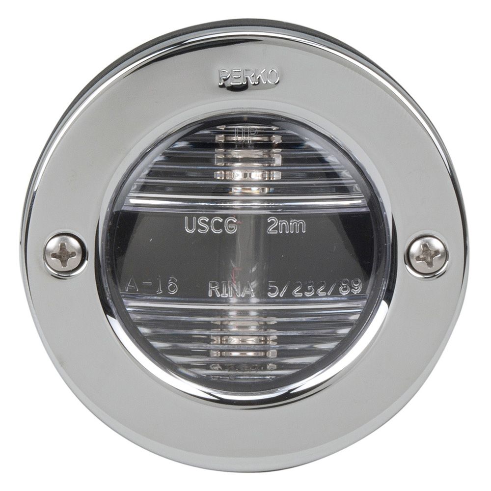 Perko Vertical Mount Stern Light, 12V, 2nm, Flush Mount, Polished Stainless Steel — Quality Boat Parts
