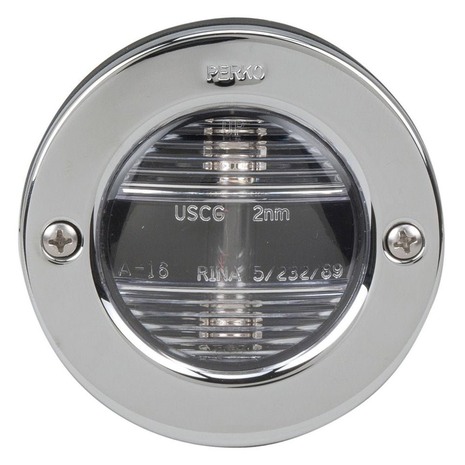 Perko Vertical Mount Stern Light, 12V, 2nm, Flush Mount, Polished Stainless Steel — Quality Boat Parts