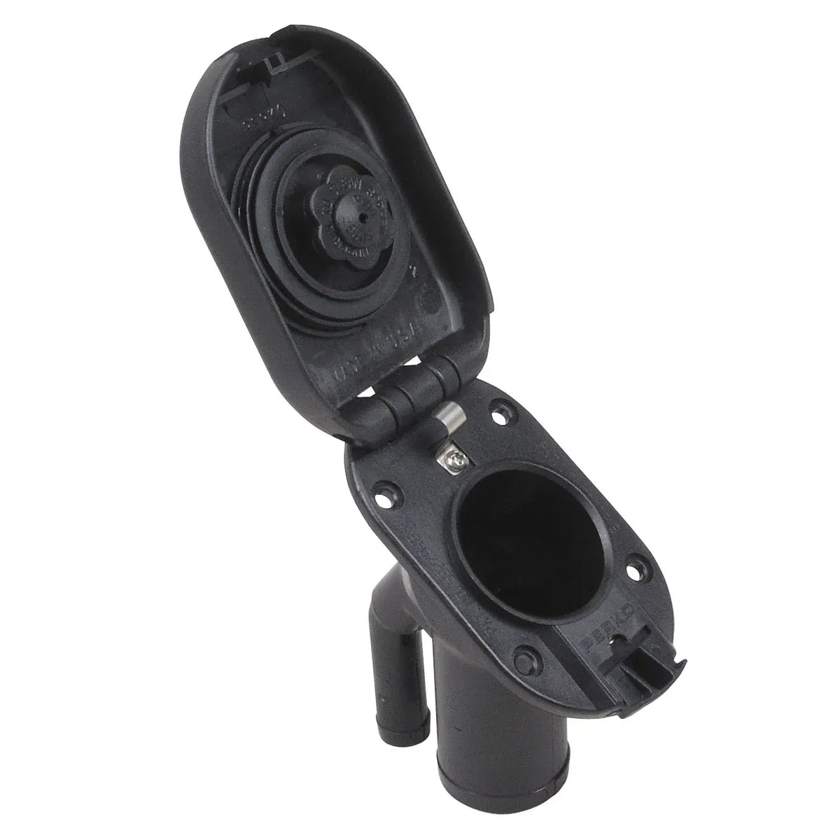 Perko 1318 Gas Fill/Tank Vent, 1-1/2 in Hose, 5/8 in Vent, 35° Angled Neck, Black Polymer — Quality Boat Parts