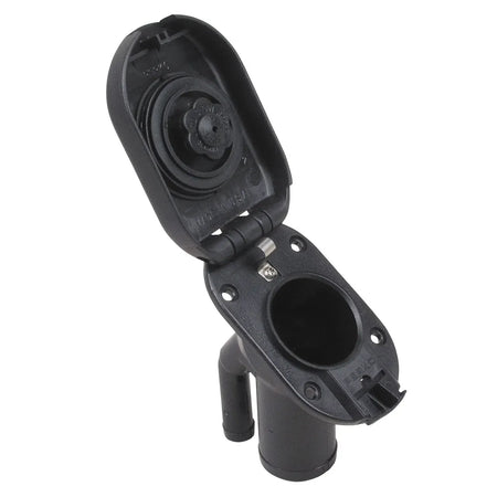Perko 1318 Gas Fill/Tank Vent, 1-1/2 in Hose, 5/8 in Vent, 35° Angled Neck, Black Polymer — Quality Boat Parts