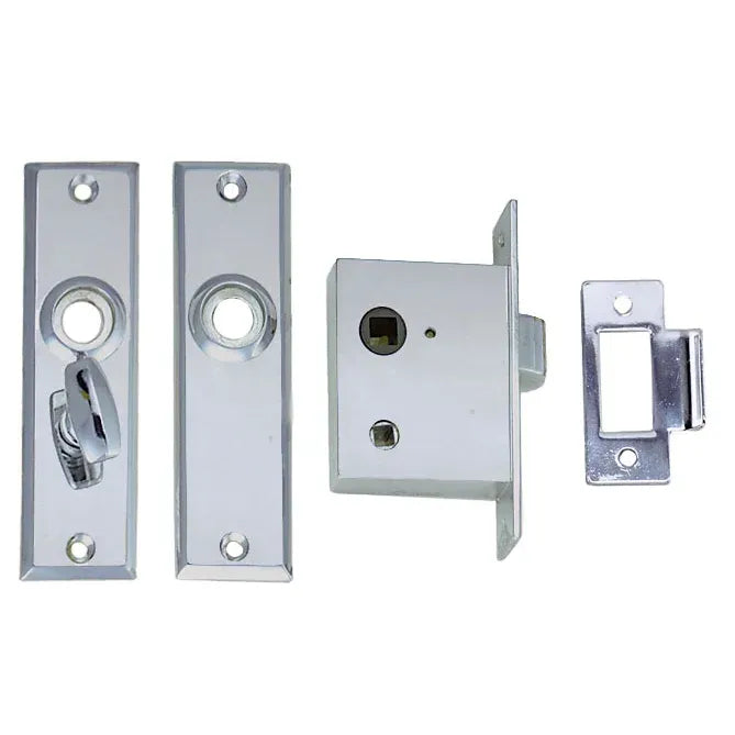Perko Mortise Latch Set, For 1 to 1-3/8 in Doors, Turn Button Lock, Chrome Plated Zinc Alloy — Quality Boat Parts