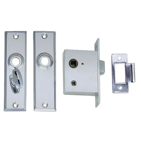Perko Mortise Latch Set, For 1 to 1-3/8 in Doors, Turn Button Lock, Chrome Plated Zinc Alloy — Quality Boat Parts