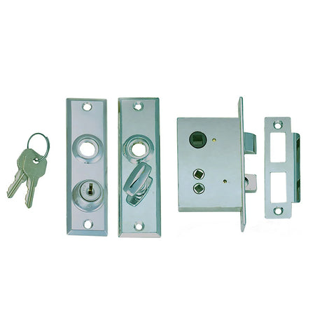 Perko 927 Mortise Lock Set with Bolt, Chrome Plated Zinc Alloy, 1 to 1-3/8 in Door Thickness — Quality Boat Parts