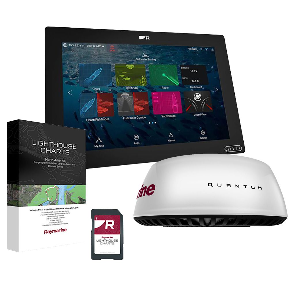 Raymarine Axiom+ 12 RV Chartplotter/Fishfinder Radar Bundle, Quantum Q24C, RealVision 3D — Quality Boat Parts
