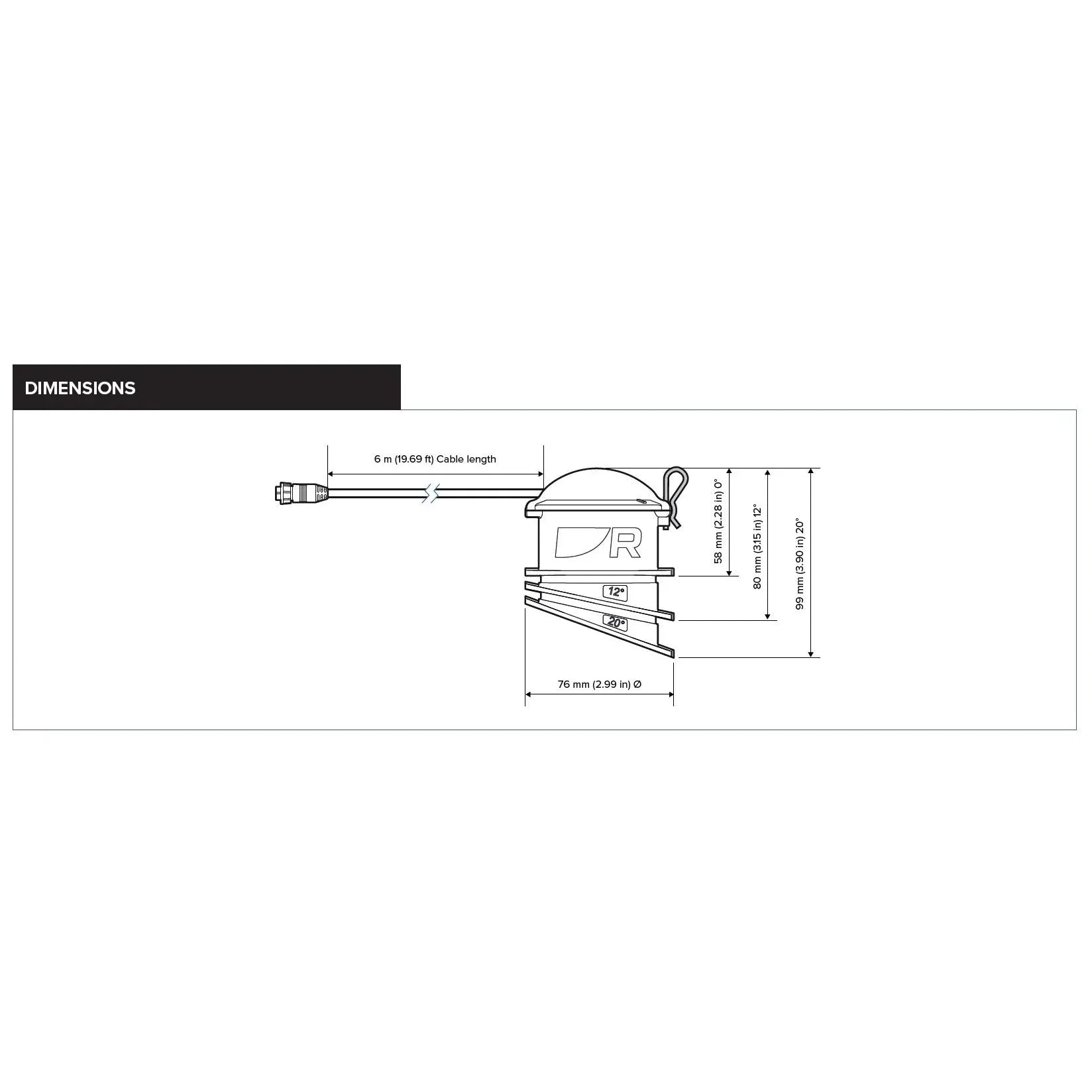 Raymarine CPT-S In-Hull CHIRP Transducer, For Non-Cored Fiberglass Hulls, 170-230 kHz, 0-25° Deadrise, 600 ft, 6m Cable — Quality Boat Parts