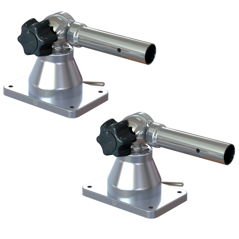 TACO Marine Grand Slam 170 Outrigger Top Mounts, For 1-1/8 in Tele-Outrigger Poles, Pair, Stainless Steel, Anodized Aluminum — Quality Boat Parts