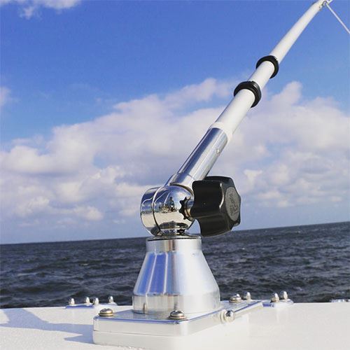 TACO Marine Grand Slam 170 Outrigger Top Mounts, For 1-1/8 in Tele-Outrigger Poles, Pair, Stainless Steel, Anodized Aluminum — Quality Boat Parts