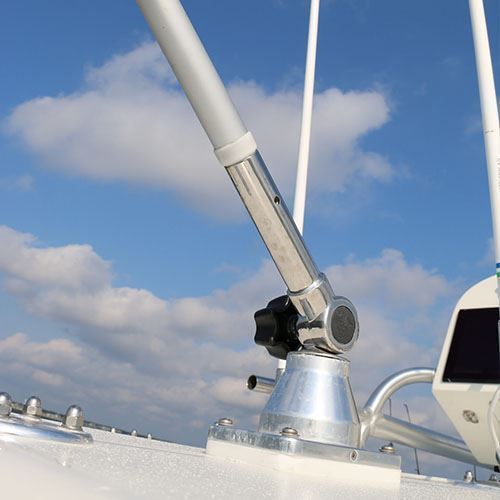 TACO Marine Grand Slam 170 Outrigger Top Mounts, For 1-1/8 in Tele-Outrigger Poles, Pair, Stainless Steel, Anodized Aluminum — Quality Boat Parts