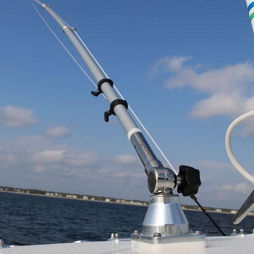TACO Marine Grand Slam 170 Outrigger Top Mounts, For 1-1/8 in Tele-Outrigger Poles, Pair, Stainless Steel, Anodized Aluminum — Quality Boat Parts