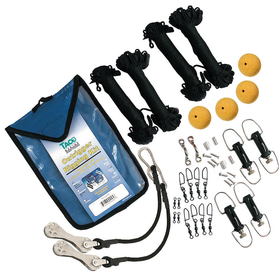 TACO Marine Premium Double Rigging Kit, For 2 Rigs on 2 Poles, Up to 22 ft Outriggers, 200 ft Black Dacron Cord — Quality Boat Parts