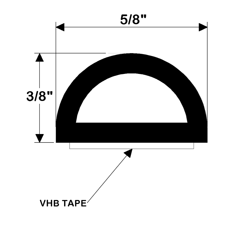 TACO Marine Weather Seal Tape, 10 ft, 3/8 in H, 5/8 in W, Black — Quality Boat Parts