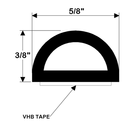 TACO Marine Weather Seal Tape, 10 ft, 3/8 in H, 5/8 in W, Black — Quality Boat Parts