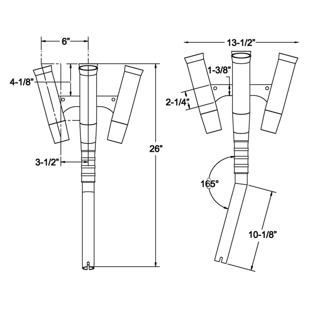 TACO Marine Olympic 5-Rod Holder Cluster, Fits 1-5/8 in Rod Holders, 9-3/4 in Flared Holders, Anodized Aluminum — Quality Boat Parts