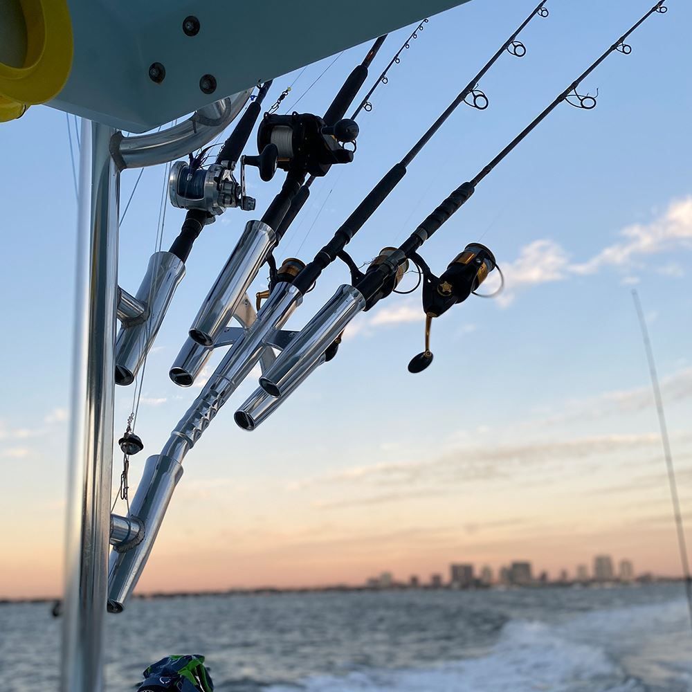 TACO Marine Olympic 5-Rod Holder Cluster, Fits 1-5/8 in Rod Holders, 9-3/4 in Flared Holders, Anodized Aluminum — Quality Boat Parts