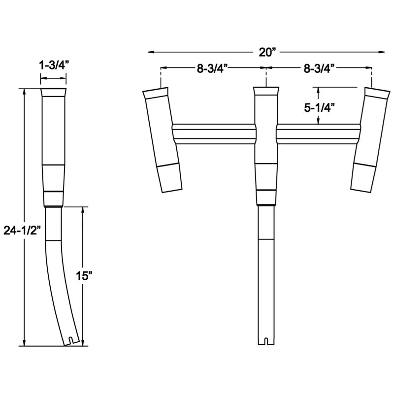 TACO Marine Kite Fishing 3-Rod Cluster, For Standard Gunnel Mount Rod Holders, 15° Bent Shaft, Anodized Aluminum — Quality Boat Parts