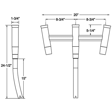 TACO Marine Kite Fishing 3-Rod Cluster, For Standard Gunnel Mount Rod Holders, 15° Bent Shaft, Anodized Aluminum — Quality Boat Parts
