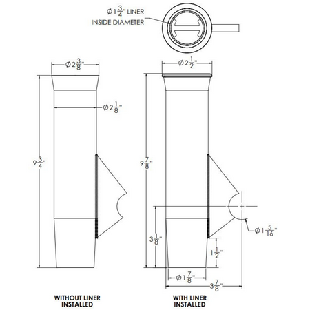 TACO Marine Flared Weld-On Rod Holder, 9-3/4 in L, 1-3/4 in ID, 3/8 in Coped Blade, Polished Finish, White PVC Liner — Quality Boat Parts