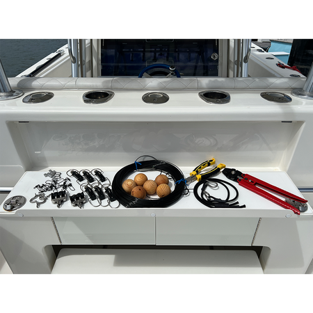 TACO Marine Premium Triple Mono Rigging Kit, For 24' Carbon Fiber Outrigger Poles, 1/8 in 180' 400# Mono, Black Line — Quality Boat Parts