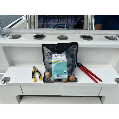 TACO Marine Premium Triple Mono Rigging Kit, For 24' Carbon Fiber Outrigger Poles, 1/8 in 180' 400# Mono, Black Line — Quality Boat Parts