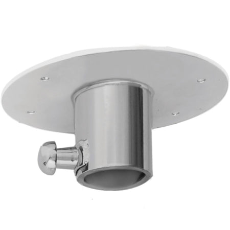 TACO Marine Stainless Steel Table Base, For Side Mount Table Pedestal System, 1-5/8 in Tube, 6-1/4 in Flange, Locking Pull Pin, Polished — Quality Boat Parts