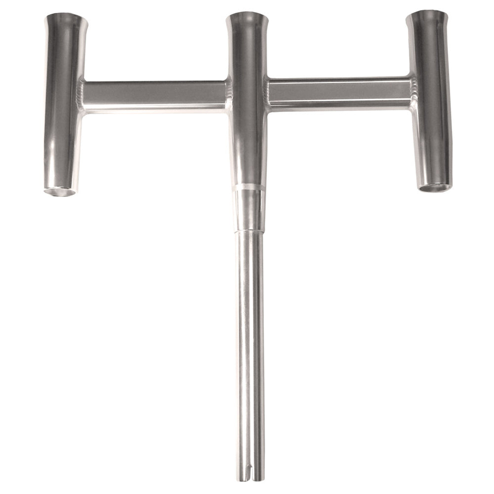 TACO Marine Deluxe Trident Rod Holder Cluster Straight, 3-Rod, High-Polished Aluminum, 9-3/4 in Holders, 1-1/2 in Shaft — Quality Boat Parts