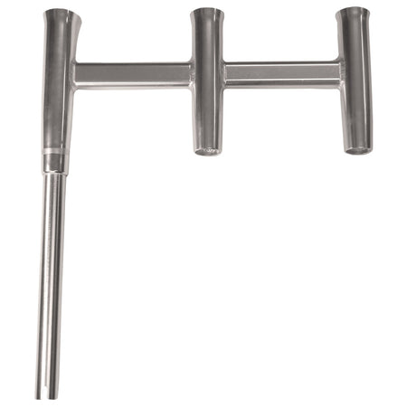 TACO Marine Deluxe Trident Rod Holder Cluster, Offset, 3 Rod, Tool Caddy, High-Polished Aluminum — Quality Boat Parts