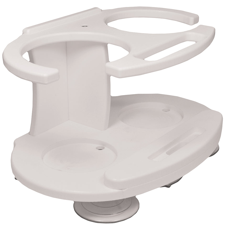 TACO Marine Double Tumbler Poly Drink Holder, 16-30 oz, White Polymer, Suction Cup Mount — Quality Boat Parts