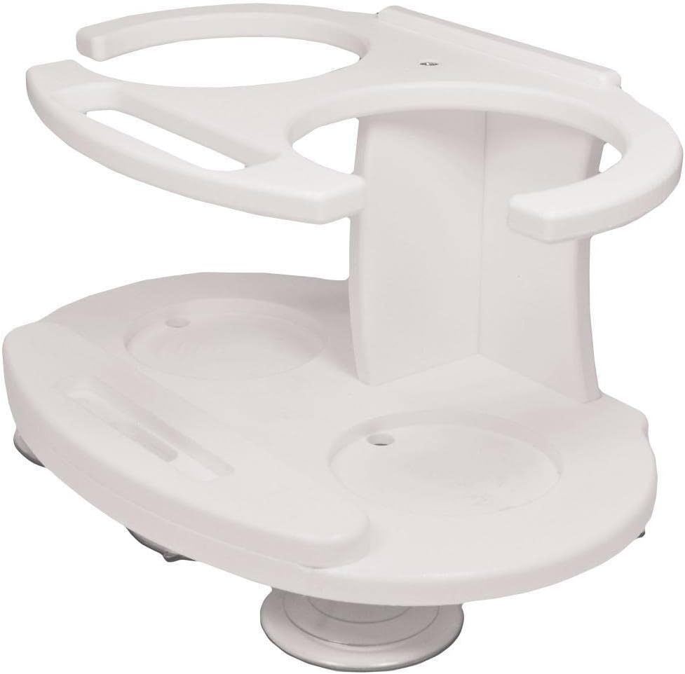 TACO Marine Double Tumbler Poly Drink Holder, 16-30 oz, White Polymer, Suction Cup Mount — Quality Boat Parts