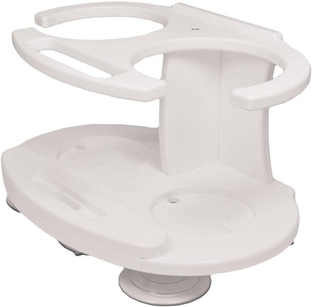 TACO Marine Double Tumbler Poly Drink Holder, 16-30 oz, White Polymer, Suction Cup Mount — Quality Boat Parts