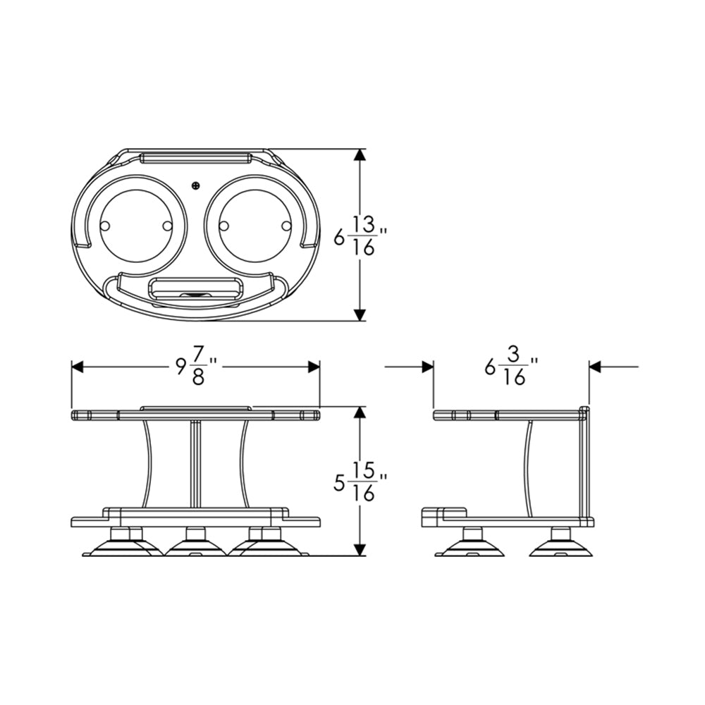TACO Marine Double Tumbler Poly Drink Holder, 16-30 oz, White Polymer, Suction Cup Mount — Quality Boat Parts