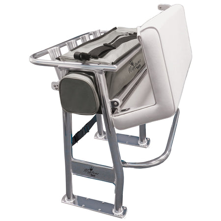 TACO Marine Neptune II Leaning Post with Tackle Storage Bag, For Boats Under 25 ft, 14 in x 35 in Footprint, 72qt Cooler Storage, 4 Rod Holders, Anodized Aluminum Frame — Quality Boat Parts