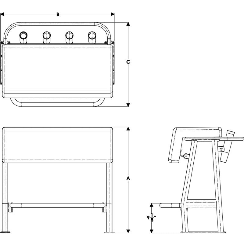TACO Marine Neptune II Leaning Post with Tackle Storage Bag, For Boats Under 25 ft, 14 in x 35 in Footprint, 72qt Cooler Storage, 4 Rod Holders, Anodized Aluminum Frame — Quality Boat Parts