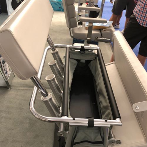 TACO Marine Neptune II Leaning Post with Tackle Storage Bag, For Boats Under 25 ft, 14 in x 35 in Footprint, 72qt Cooler Storage, 4 Rod Holders, Anodized Aluminum Frame — Quality Boat Parts