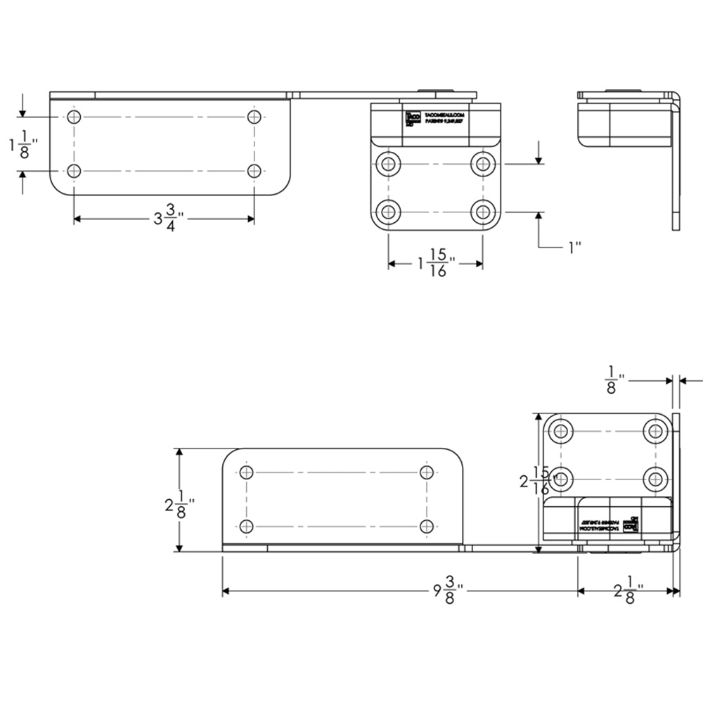 TACO Marine Command Ratchet Hinges, 9-3/8 in, Polished Type-304 Stainless Steel, Pair — Quality Boat Parts