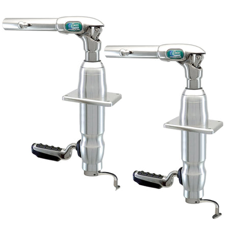 TACO Marine Grand Slam 380XL Outrigger Mount, For Hard Tops up to 4-1/2 in Thick, Offset Handle, SS316, Anodized Aluminum, 12 Locking Positions, Pair — Quality Boat Parts