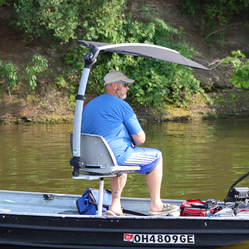 TACO Marine ShadeFin Mini Swivel Seat Mount, For Standard 4-Screw Swivel Seats, 6061 Aluminum, Misty Silver Finish — Quality Boat Parts
