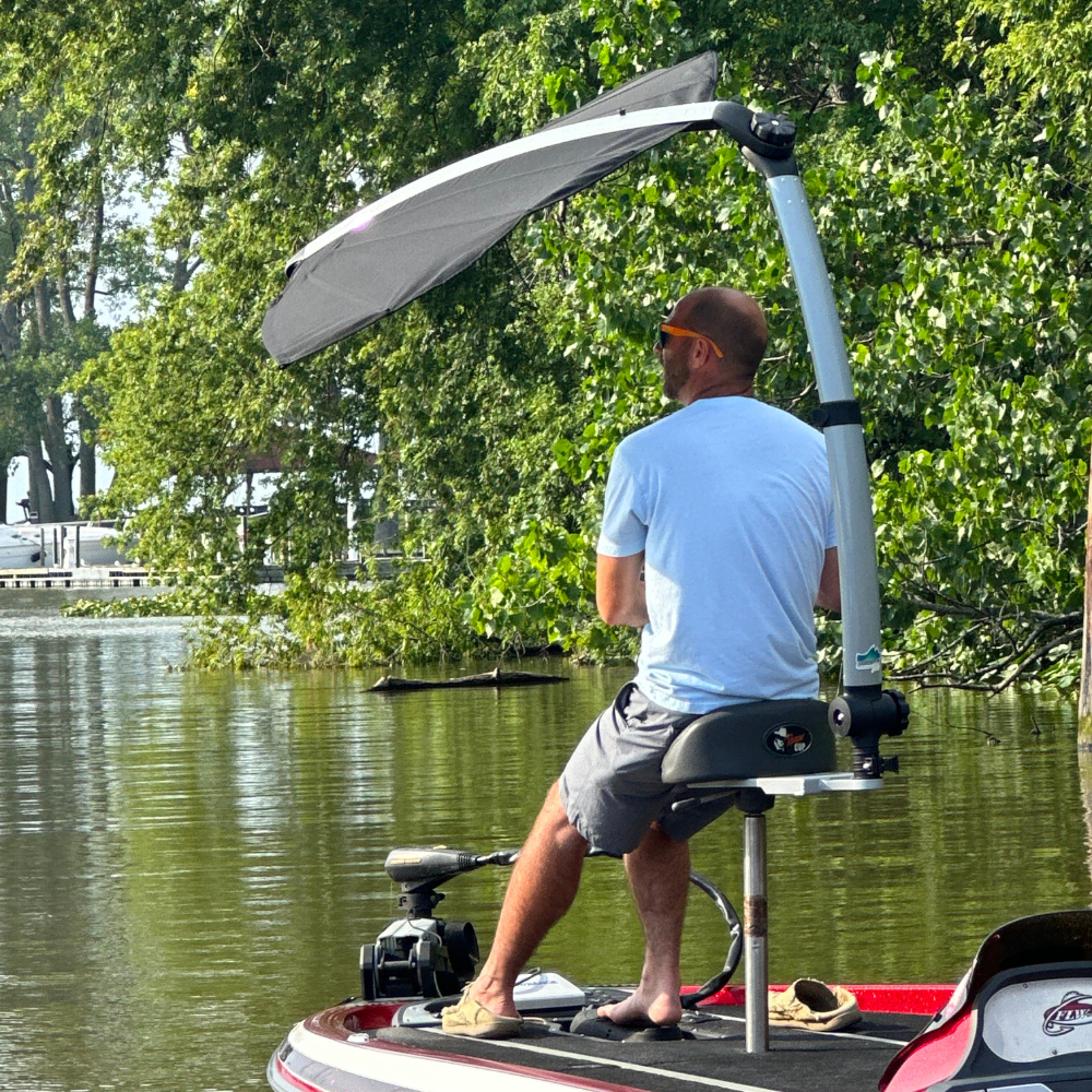 TACO Marine ShadeFin Mini Swivel Seat Mount, For Standard 4-Screw Swivel Seats, 6061 Aluminum, Misty Silver Finish — Quality Boat Parts